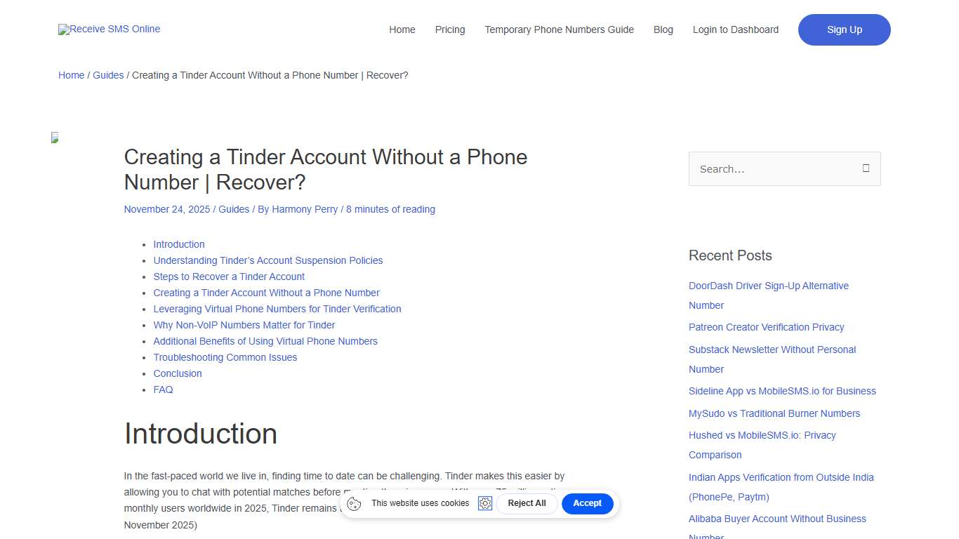 Creating a Tinder Account Without a Phone Number Recover?